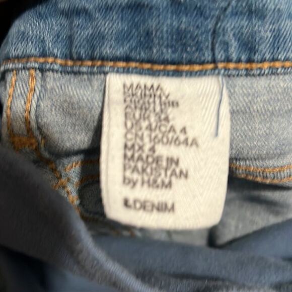 H&M Mama Light Wash Distressed Skinny High Rib Ankle Maternity Jeans Size 4 - Picture 6 of 7